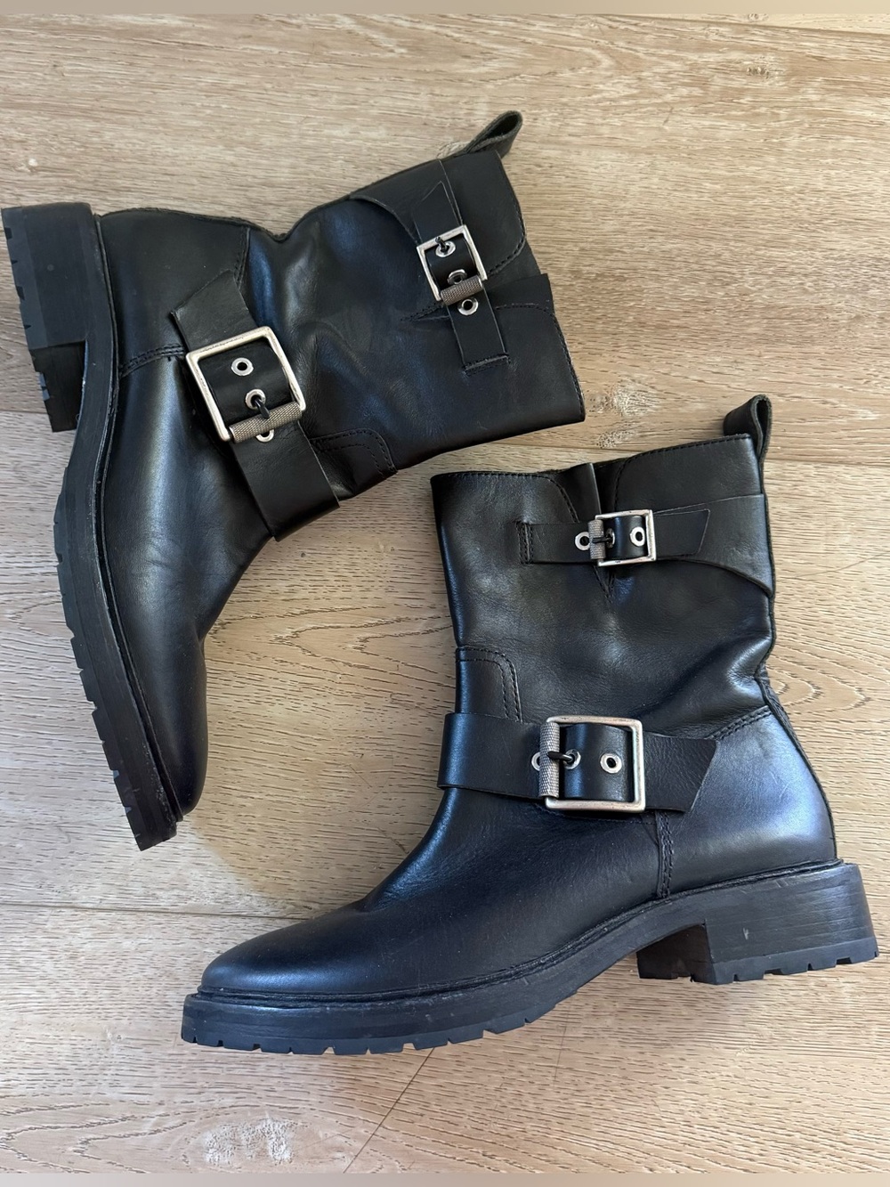Rag & bone genuine leather moto boots black size 39